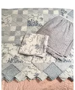 Laura Ashley Sophia Floral Patchwork Blue 3pc Twin Quilt Set - Rare - $140.00