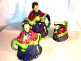 5 pc English Cottageware Figural Lady Tea Set Teapot Creamer &amp; Sugar wit... - £55.29 GBP