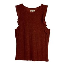 Madewell Womens Sweater Size Small Rust Brown Ruffle Short Sleeve Sparkl... - £17.94 GBP