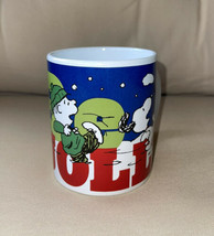 Peanuts Be Jolly Red Blue Green Coffee Mug Snoopy &amp; Charlie Brown Christmas Cup - £9.48 GBP