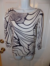 J.Crew WHITE/ Blue Design 3/4 Sleeve Sweater Size S Women&#39;s Euc - £18.33 GBP