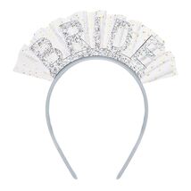 BAHABY Silver Glitter Bride Headband with Short Veil Bridal Shower Wedding - $53.22 MXN