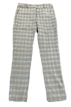 New H&amp;M Women Gray Green Plaid Standard Fit Pocket Cotton Belt Loop Zip Pants 8 - £19.71 GBP