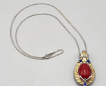 Sterling Silver Scarab Pendant Red Blue Gold Vermeil w/ SV 925 Chain 18&quot; - $77.39