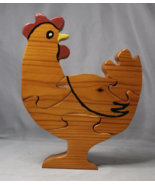 Handcrafted Wooden Chicken Puzzle 4 Pieces Free Standing Decorative or Toy - $12.46