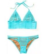 NWT Beach Bunny Hard Summer Long Line Bikini Top XS &amp; Skimpy Bottom S Aq... - €111,61 EUR