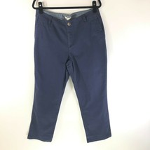 Woman Within Khaki Pants Straight Leg Cotton Stretch Navy Blue Size 12W - £15.21 GBP