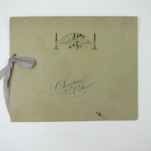 Antique Christmas Card Red Candle Sticks Snowy House Trees Holly Berries... - £4.71 GBP