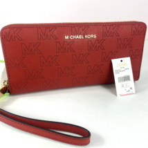New Michael Kors Continental Jet Set Travel Wallet Large Crimson Red Lea... - $98.00