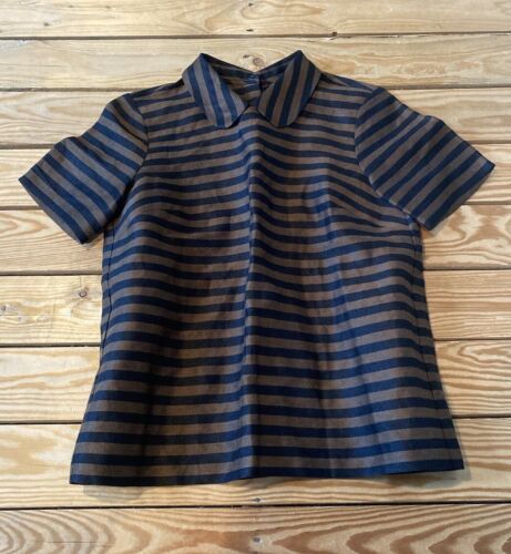 Primary image for Madewell Women’s stripe Collared back Snap Top size XS Brown black AZ