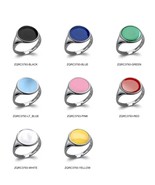 Polished Sterling Silver Enamel Round Signet Unisex Ring – Color Options - $1,842.66 MXN