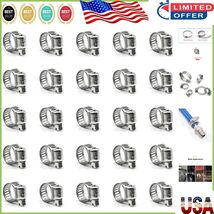 25 Pack Stainless Steel Adjustable Hose Clamps - 6-12mm for Marine &amp; Aut... - $26.56 CAD