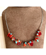 Sterling Silver and Multicolor Cluster Bead Choker Necklace - $14.24