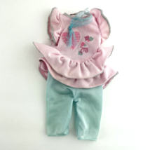 Doll Outfit Pink Heart Top and One Piece Blue Halter Ruffled Sleeves Waist  - £12.34 GBP