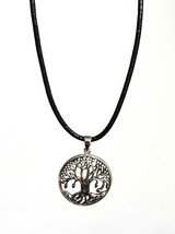 Tree of Life Necklace 925 Silver Pendant 25mm Diameter Real Leather and Boxed - £16.33 GBP
