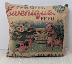 Twin Cities Ewenique Feed Throw Pillow Hogs in Heaven Farmhouse Horses D... - $9.89