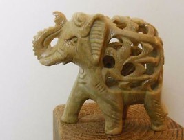 Vintage Hand Carved Soapstone Elephant with Baby Inside 3.5&quot; - £14.86 GBP