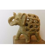 Vintage Hand Carved Soapstone Elephant with Baby Inside 3.5&quot; - £14.82 GBP