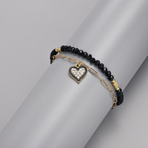 Irregular Geometric Double Layer Crystal  Bracelet for Women Boho Gold Color Thi - £8.41 GBP