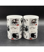Rayware Chequered Pets Vintage Coffee Mug LOT 2 Cats &amp; Mice - €23,09 EUR