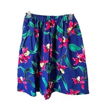 Vintage handmade women&#39;s floral tropical pull on vibrant midi skirt 24&quot; ... - $18.36