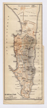 1898 Original Antique Map Of Gibraltar / United Kingdom / Great Britain / Spain - £27.92 GBP