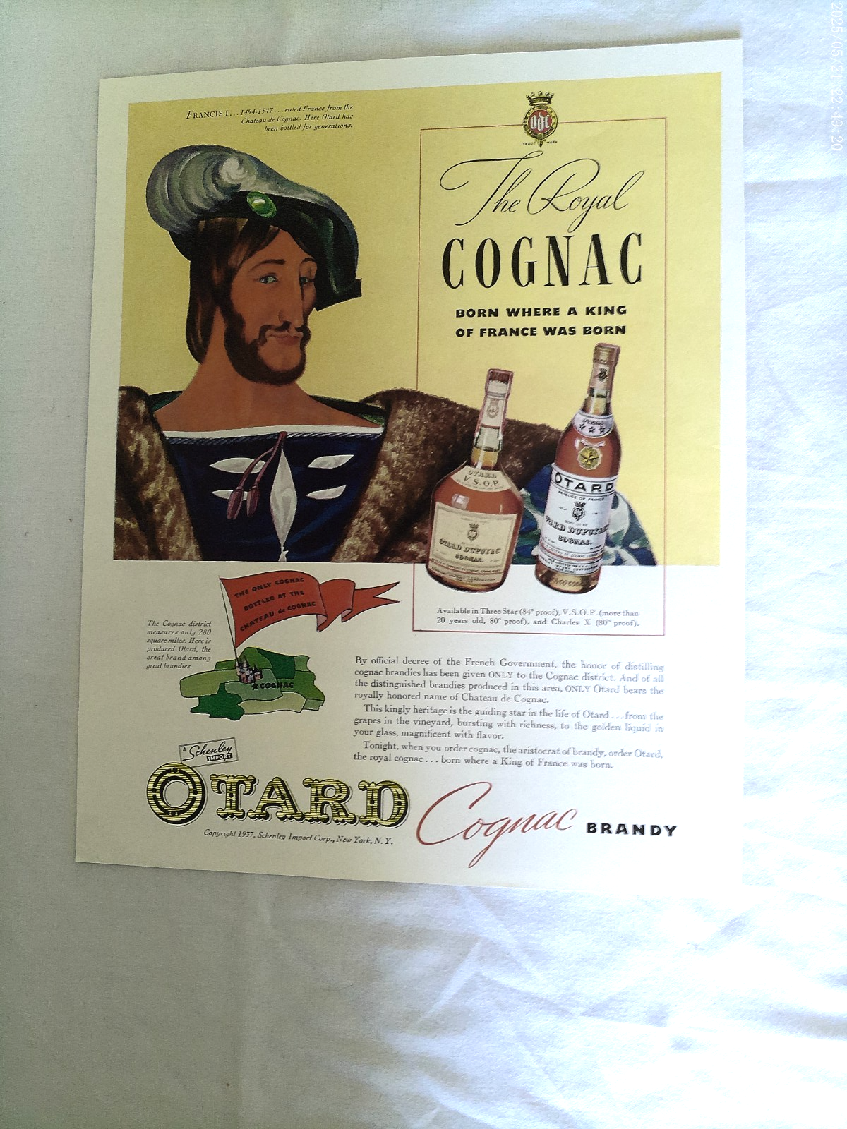 1937 Color Ad Otard Cognac Brandy The Royal Cognac - $9.99