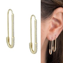 unique designer paperclip safety pin studs fashion elegant women jewelry gold fi - £11.91 GBP
