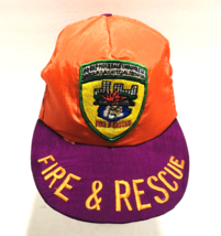 Vintage Fire Rescue Patch Hat Snapback Baseball Cap Multi Color Spell Out - $39.85