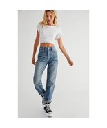 Free People The Lasso Womens Blue Back Road Button Fly Straight Denim Je... - €58,56 EUR