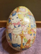 6.5&quot; Paperboard Paper Decoupage Easter Egg Candy Treat Holder Painter Rabbit - £7.74 GBP