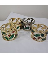 Lenox Holly &amp; Berries Gold Napkin Rings Set of 4 Christmas berry holders... - €21,60 EUR