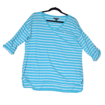 Nautica Women&#39;s Blue Stripe Blouse Size XL V Neck - $15.34