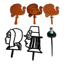 Vintage Thanksgiving Pilgrim Turkeys Cake Cupcakes Topper decorations as... - £5.73 GBP