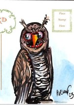 Halloween Matthew Kirscht Creature Keeper 2023 Owl Hand Color Sketch Postcard MK - £89.66 GBP