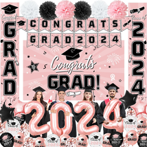 Graduation Party Decorations Pink Class of 2024 Graduation Party Supplies Includ - £32.71 GBP