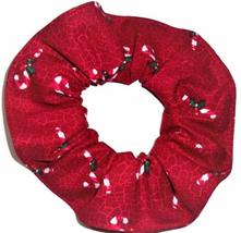 Christmas Candy Canes Red Crackel Fabric Hair Scrunchie Handmade by Scru... - $6.99