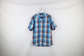 Kavu Mens M Double Pocket Snap Button Short Sleeve Collared Camp Shirt Plaid - £22.16 GBP