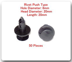 50 PCS #1860 Rivet-Push Type-Hole Diameter: 8mm-Head Diameter: 20mm-Length: 20mm - £12.31 GBP
