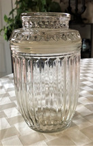 Vintage Anchor Hocking Seal Jar Clear Ribbed Apothecary Storage Starburst w/lid - £14.11 GBP