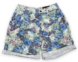 Vtg 90s Not Guilty Floral Cotton Denim High Waist Mom Shorts USA 26” Wai... - £17.80 GBP