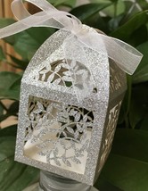 Leaf Small Glitter Gift Boxes,Laser Cut wedding Favor Boxes for guests G... - £37.74 GBP