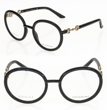 GUCCI Horsebit 0891 Black Gold Round Retro Eyeglasses GG0891O 001 Optical Unisex - £268.22 GBP