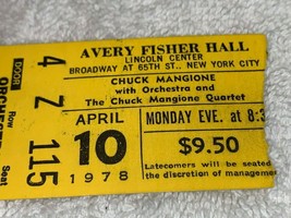 CHUCK MANGIONE 1978 USED CONCERT TICKET STUB AVERY FISHER HALL  NEW YORK... - £4.59 GBP