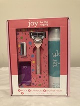 Joy &amp; Glee Women&#39;s Pink Razor &amp; Shave Care Set + 2 Refills, Gel &amp; Shower Hook - £12.41 GBP