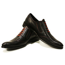 Men Shiny Black Color Oxford Wing Tip Genuine Leather Red Lace Up Shoes US 7-16 - £109.64 GBP