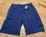 Lightweight Soft Canvas Wide Leg Blue Cargo Shorts Bignd Sz 34-36 (Large... - £10.58 GBP