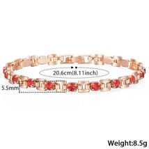Rose Gold Color Bracelet Necklace Set for Women Girls Blue Red Clear White Cubic - £16.90 GBP