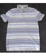 Calvin Klein Liquid Cotton purple gray stripe S/S Polo shirt size M - £10.65 GBP