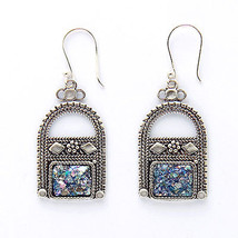 Hand Made Sterling Silver &amp; Anciant Roman Glass Earrings - £47.15 GBP